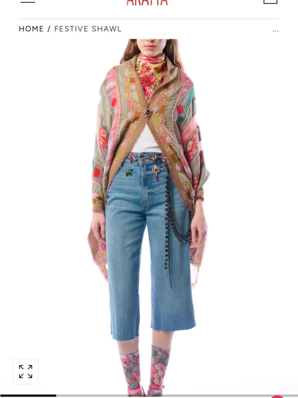 AKABA Multicolor Festive Shawl Wrap - Floral Pattern - Picture 3 of 7